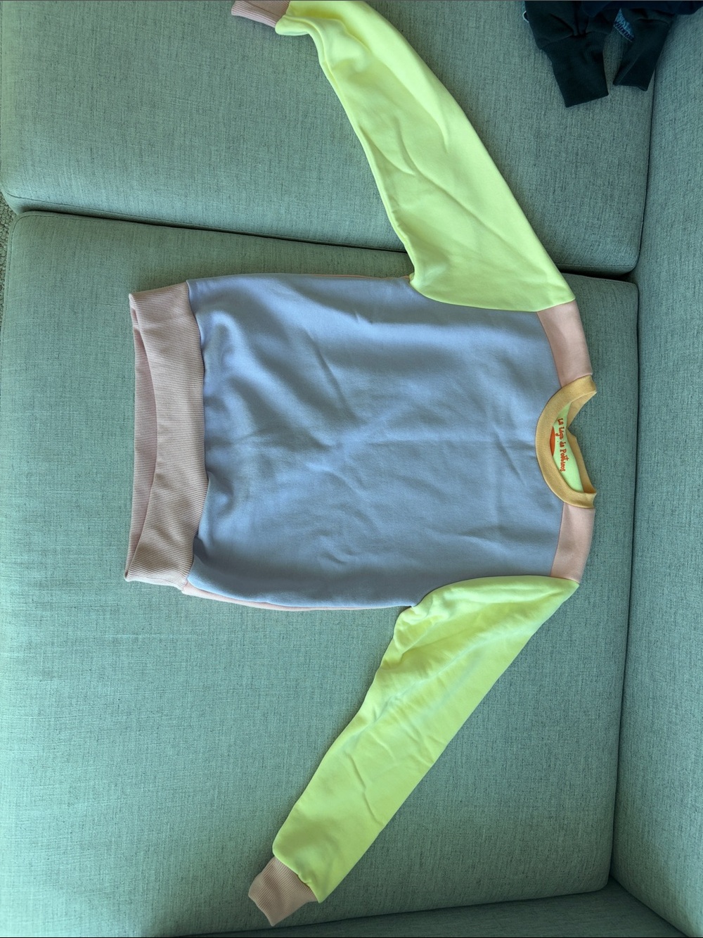 Colorblock Crewneck Kids Sweatshirt - Pastel Blue, Pale Yellow & Blush